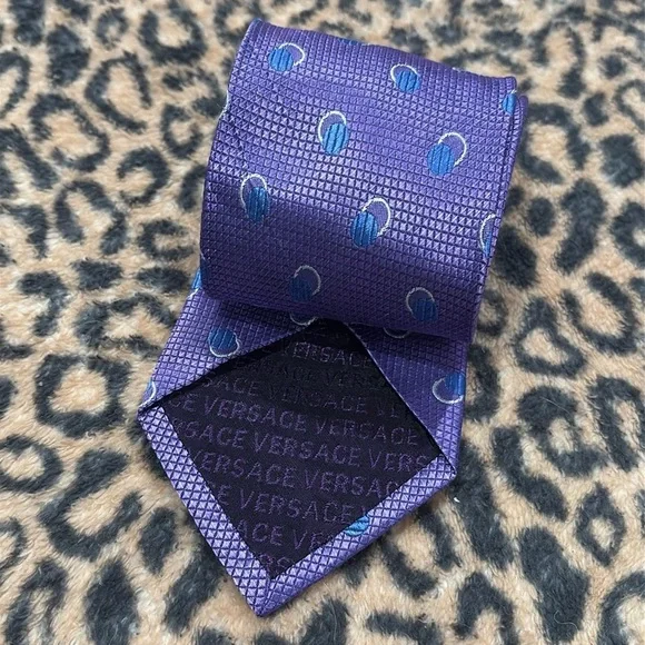 Versace Purple Patterned Silk Necktie Tie